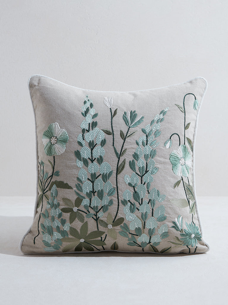 Buy Westside Home Mint Floral Embroidered Cushion Cover from Westside