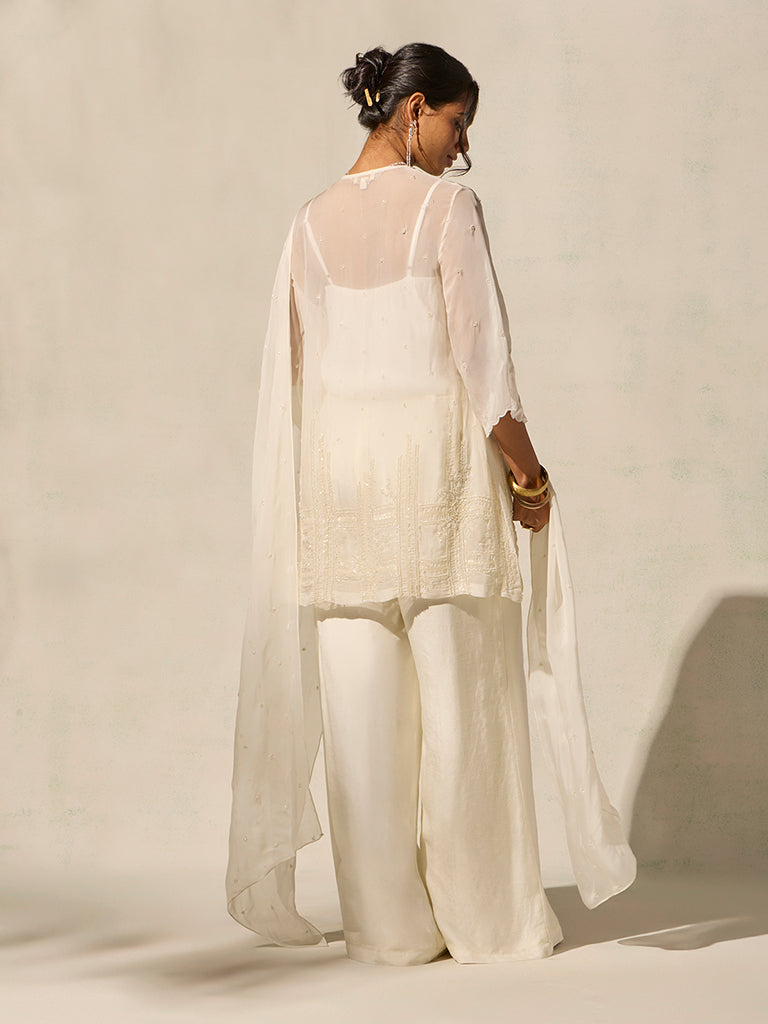 Embellished Kurta Set - Cream
