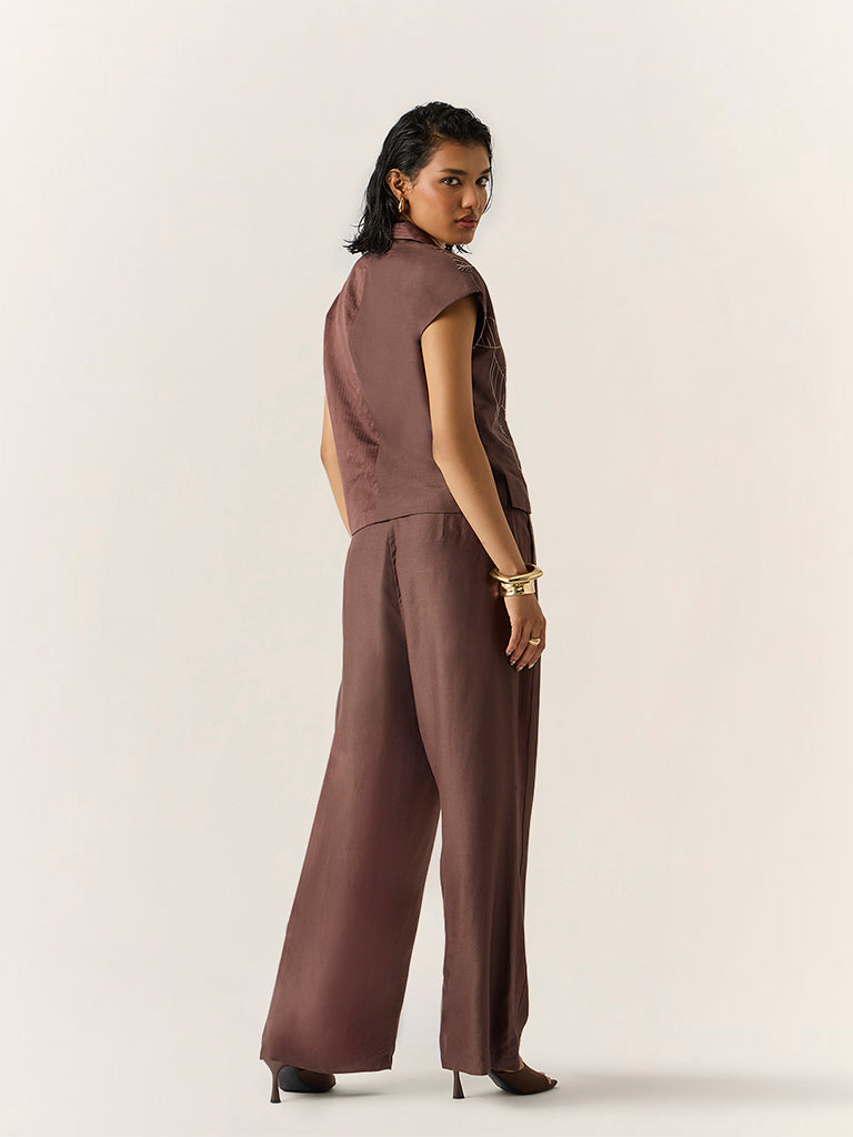 Co-ord Set with embroidery – Brown