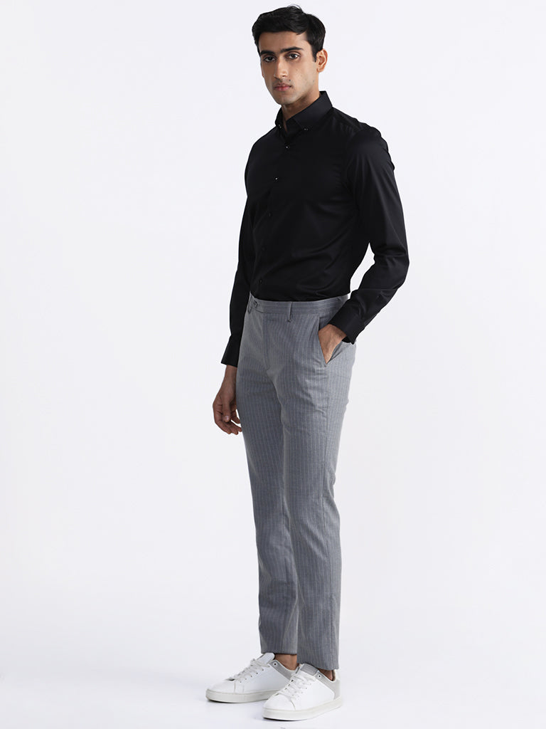 Westside WES Formals Men's Plain Black Slim-Fit Shirt for Work Wear Full View