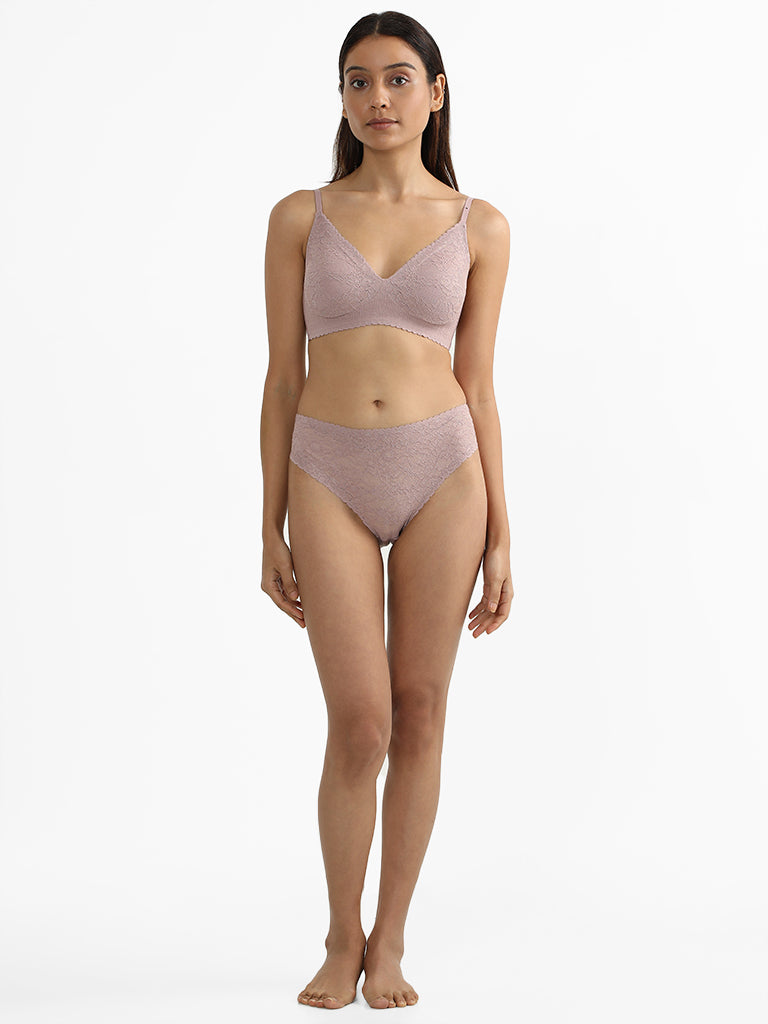 Wunderlove by Westside Yellow Laced High Leg Brief