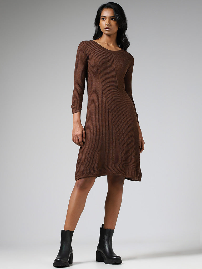 Buy Wunderlove Solid Brown Dress from Westside