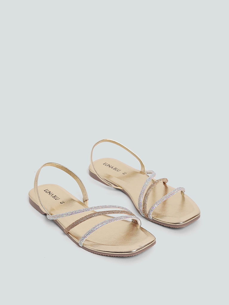 Gold cross strap on sale sandals