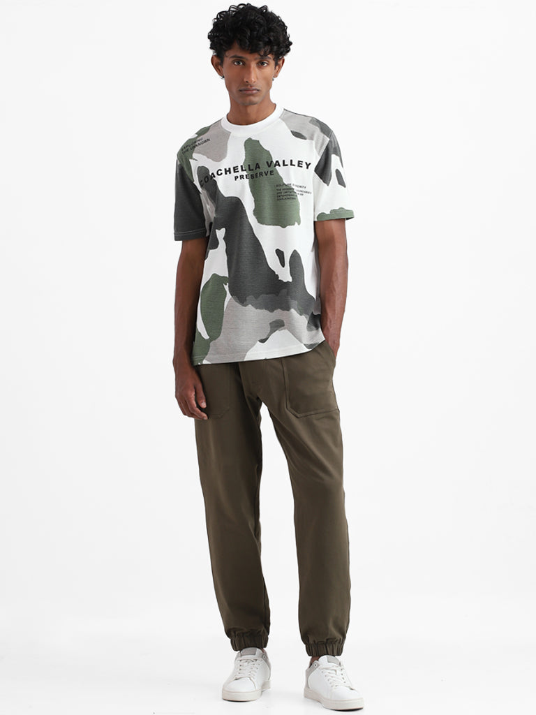 Buy Nuon Olive Relaxed Fit Joggers from Westside