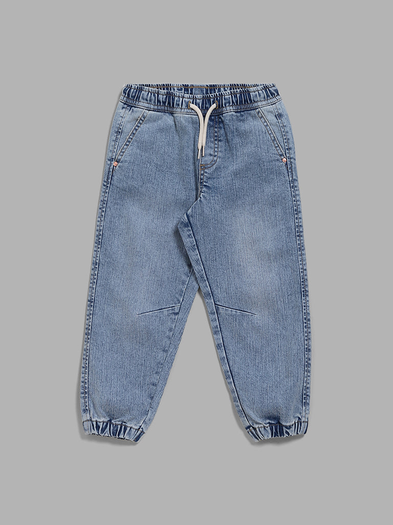 Buy HOP Baby Blue Jogger-Style Jeans from Westside