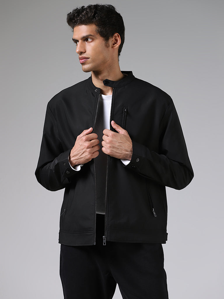 Black polyester jacket mens hot sale