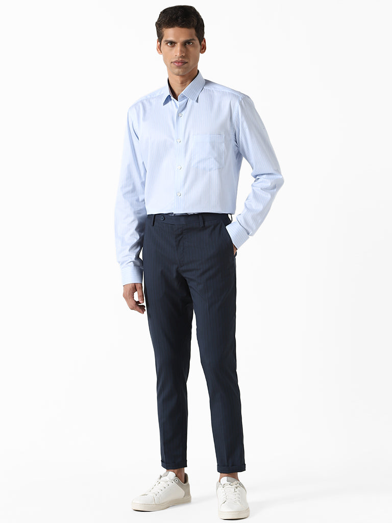 CARROT FIT TROUSERS WITH TABS AT HEM - Navy blue