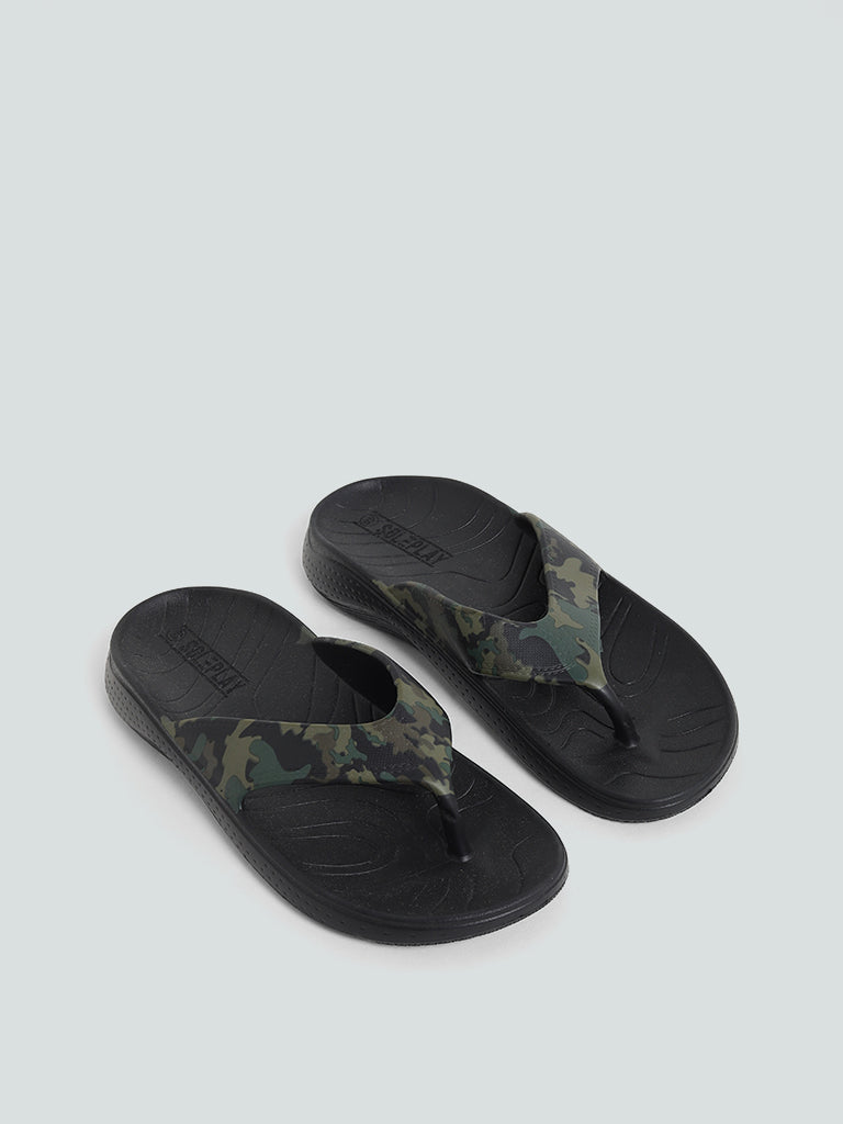 Buy SOLEPLAY Green Camouflage Flip Flop from Westside