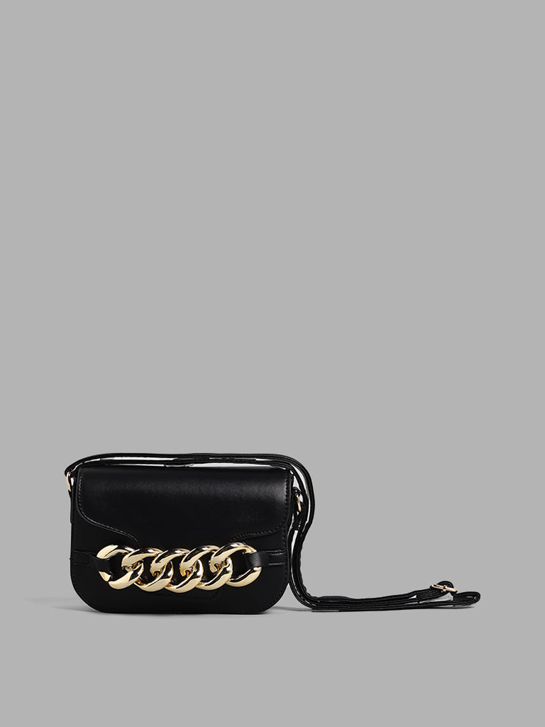 Buy LOV Black Chain Accent Sling Bag from Westside