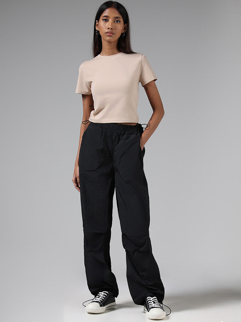 Buy HIGH-WAIST WHITE PARACHUTE PANTS for Women Online in India