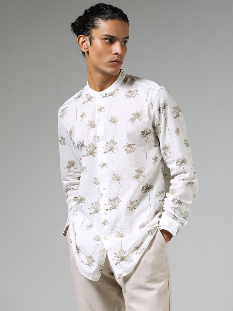 Buy ETA Off White Floral Printed Resort Fit Shirt from Westside