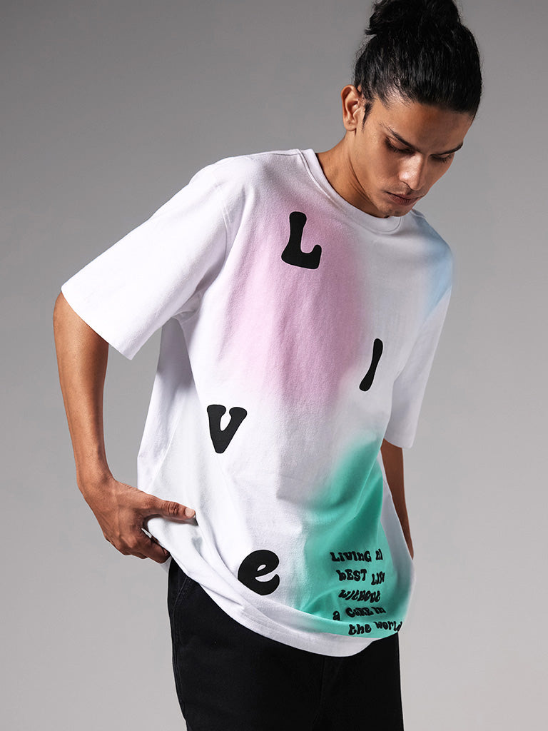 Buy Nuon White Typographic Printed Slim Fit T Shirt from Westside