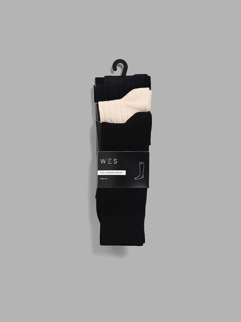 Buy WES Lounge Black Pizza Print Full Length Socks from Westside