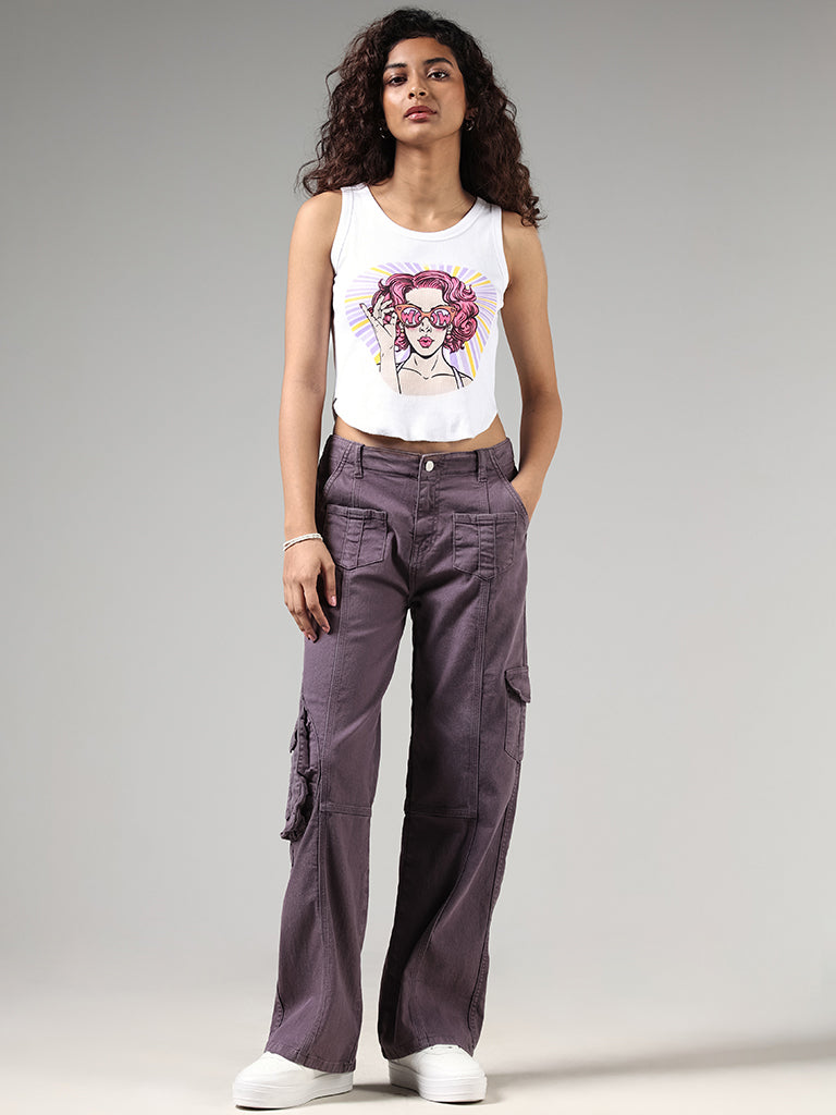 Buy THE LOW-WAIST STRAIGHT GREY CARGO PANTS for Women Online in India