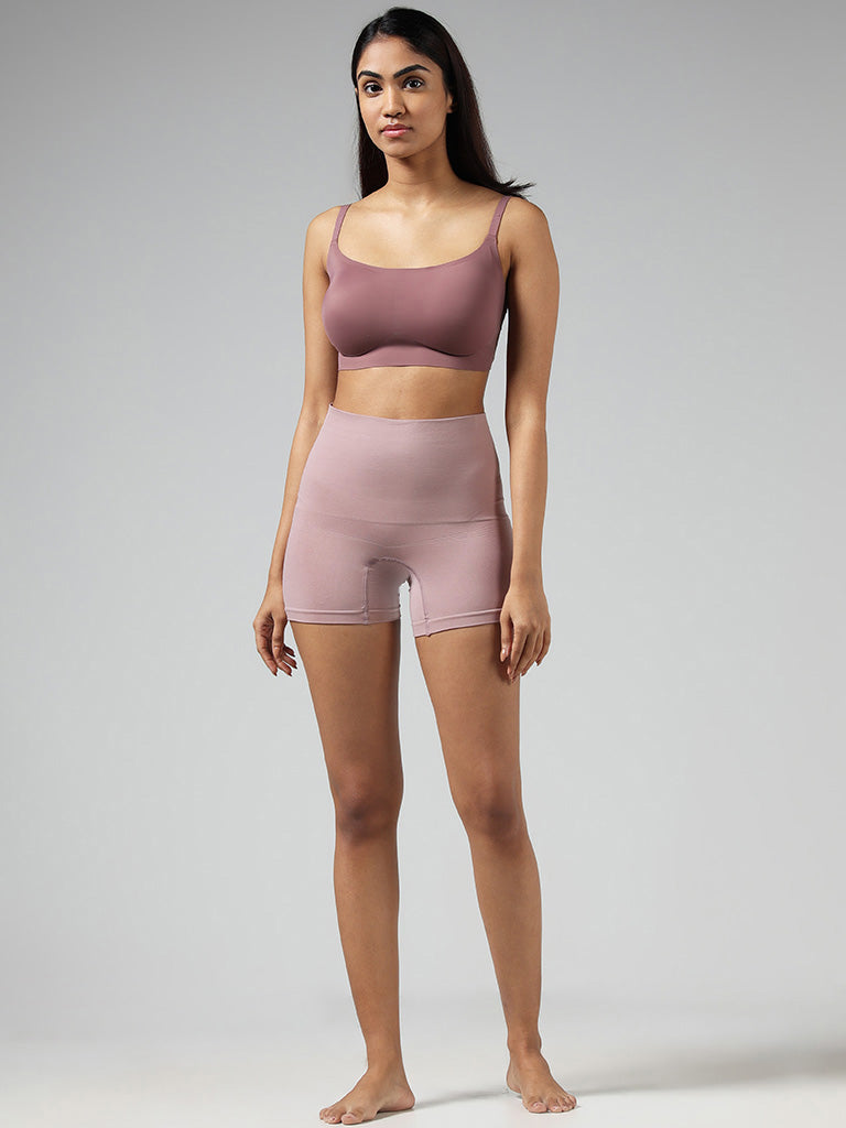 Buy Wunderlove Violet Ribbed Relaxed Fit Modal Shorts from Westside