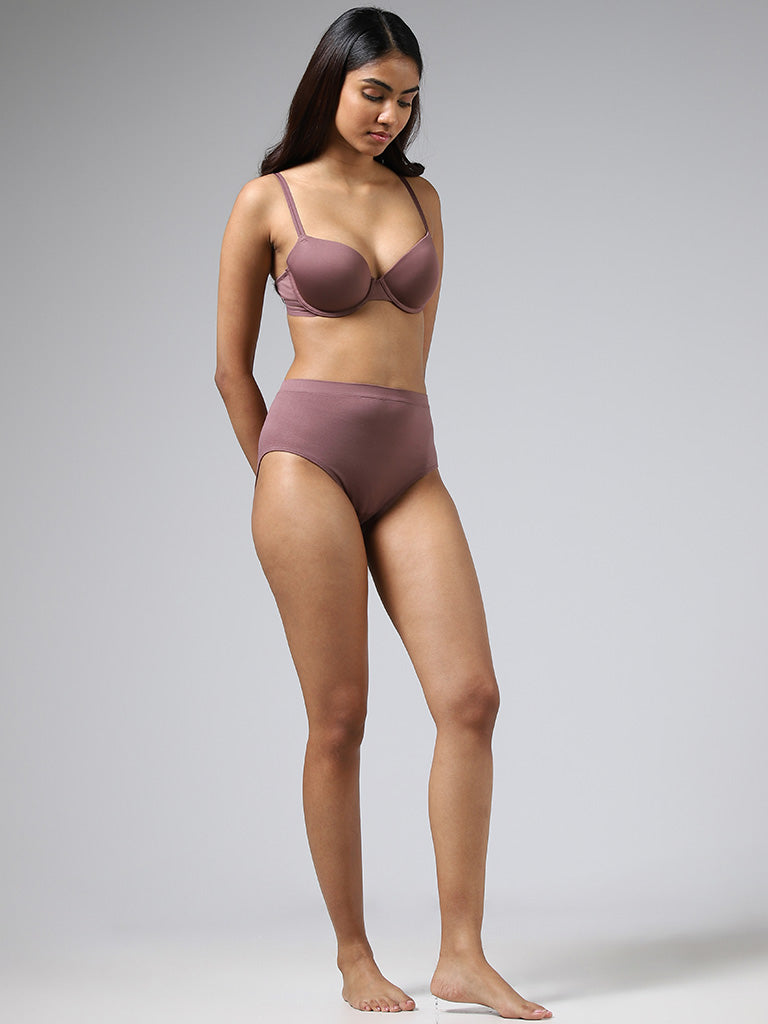Buy Wunderlove Solid Taupe Seamless Full Brief from Westside