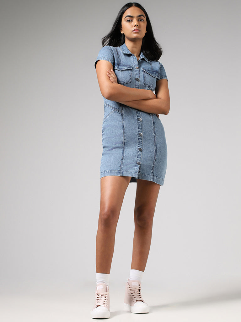 Denim mini 2024 shirt dress