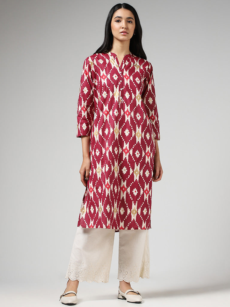 Buy Utsa Printed Magenta Straight Kurta from Westside