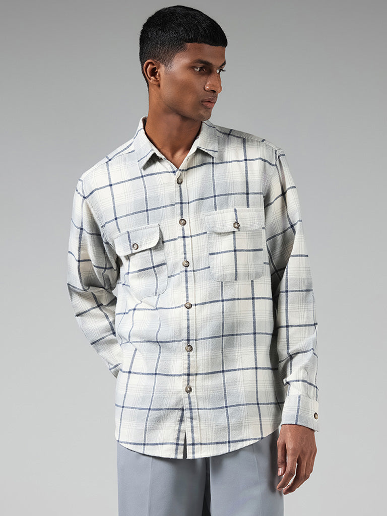 Off white shop check shirt blue