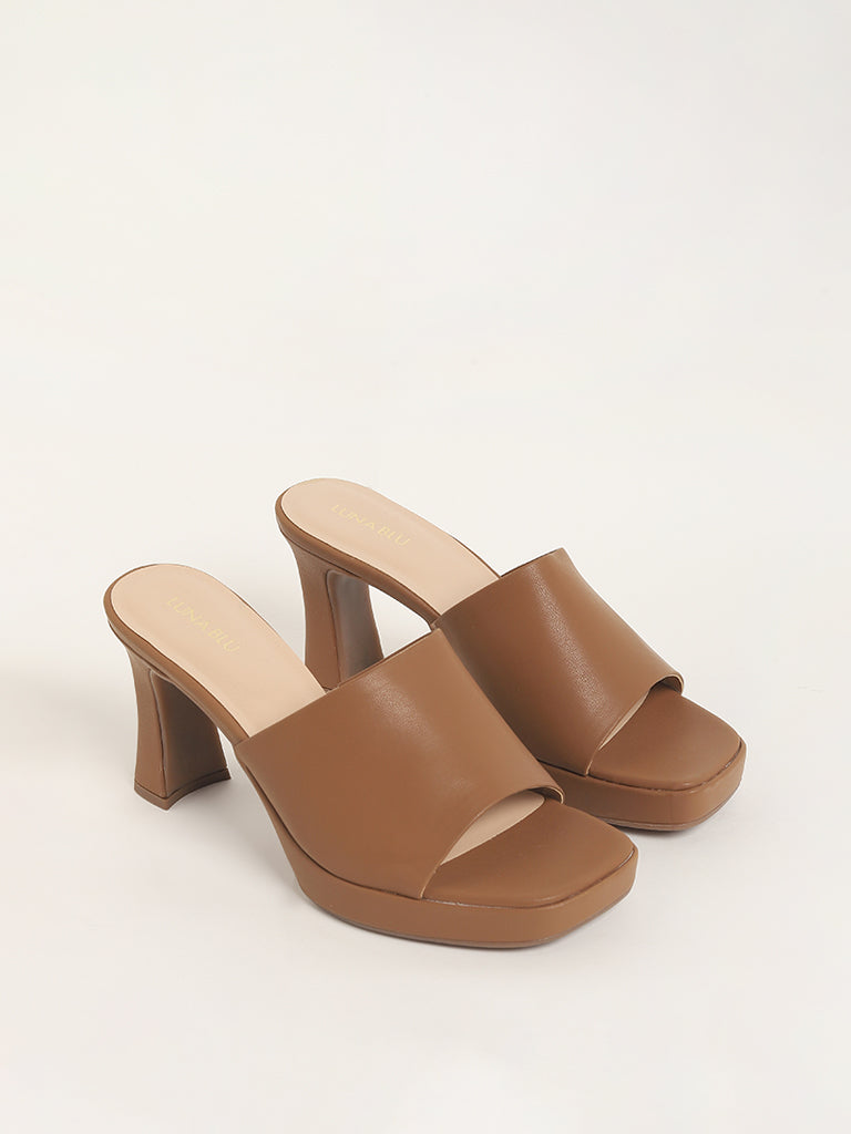 Beige block best sale heel mules