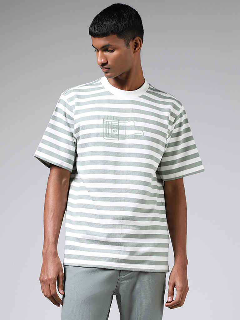 green and white striped t shirt mens