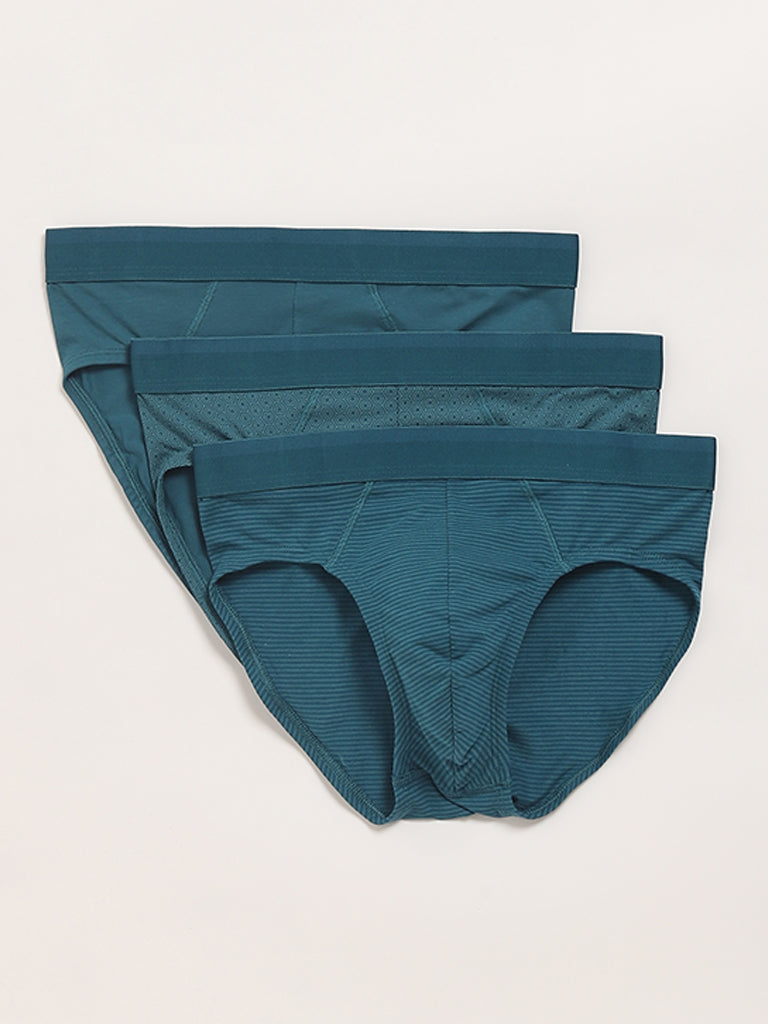 Buy WES Lounge Blue Basic Brief - Pack of 3 from Westside