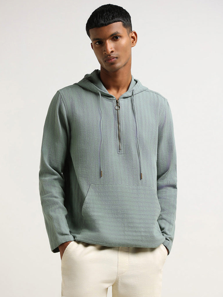 Buy ETA Light Teal Self Patterned Relaxed Fit Sweatshirt from Westside