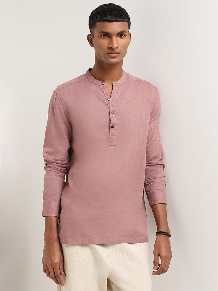 Pink henley outlet shirt