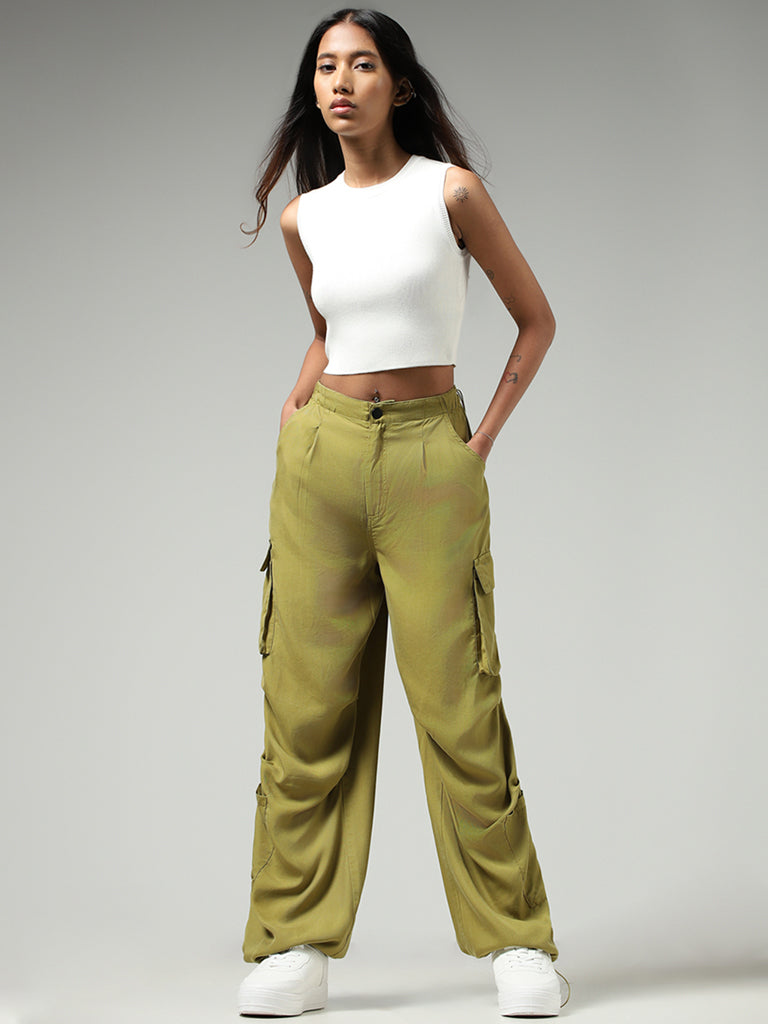 Buy Nuon Lime Green Cargo Joggers from Westside