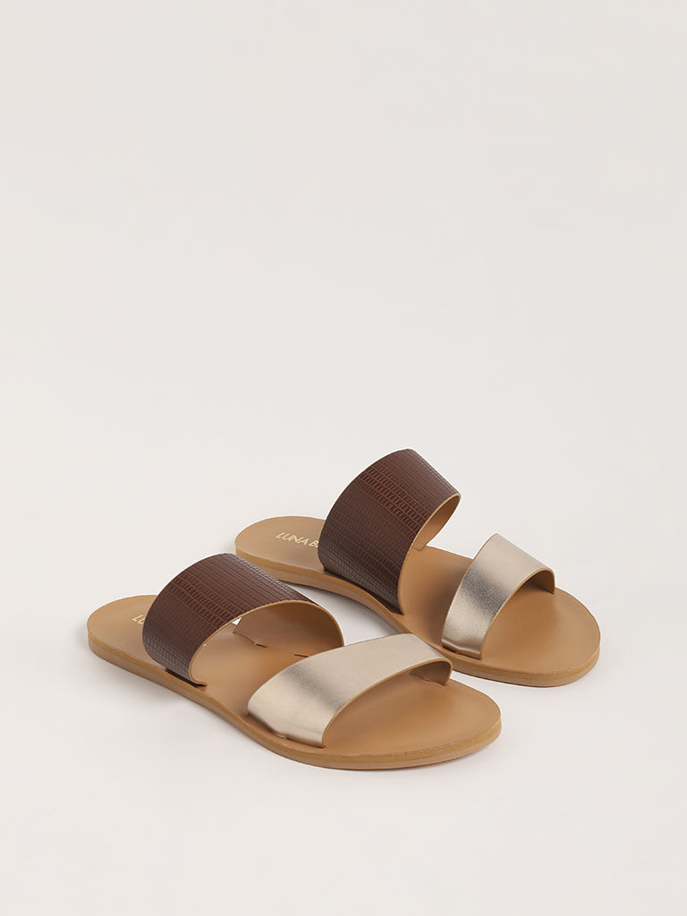 Gold two hot sale strap sandals