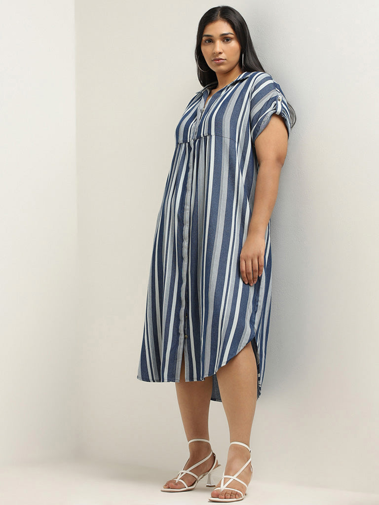 Plus Size Striped Wrap Maxi Dress Online in India