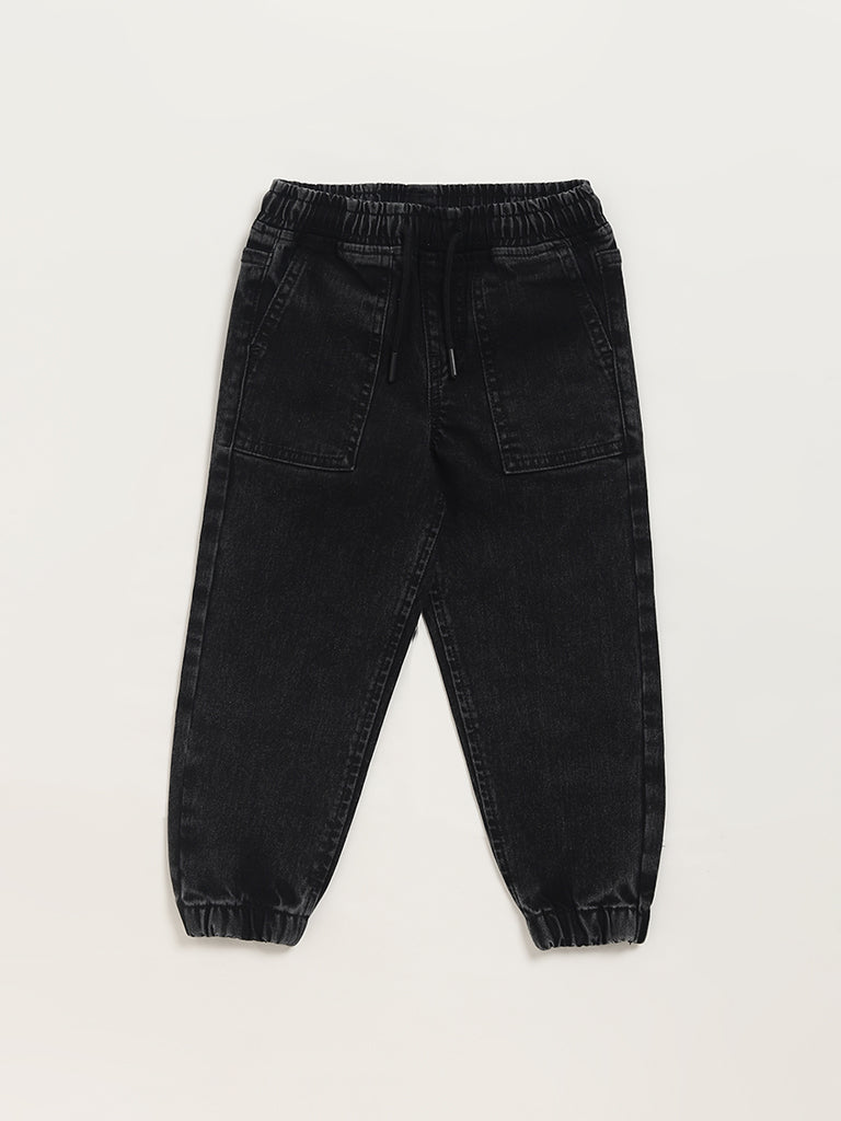 Denim Casual Wear 175GSM Black Kids Jogger Jeans, Size: 30