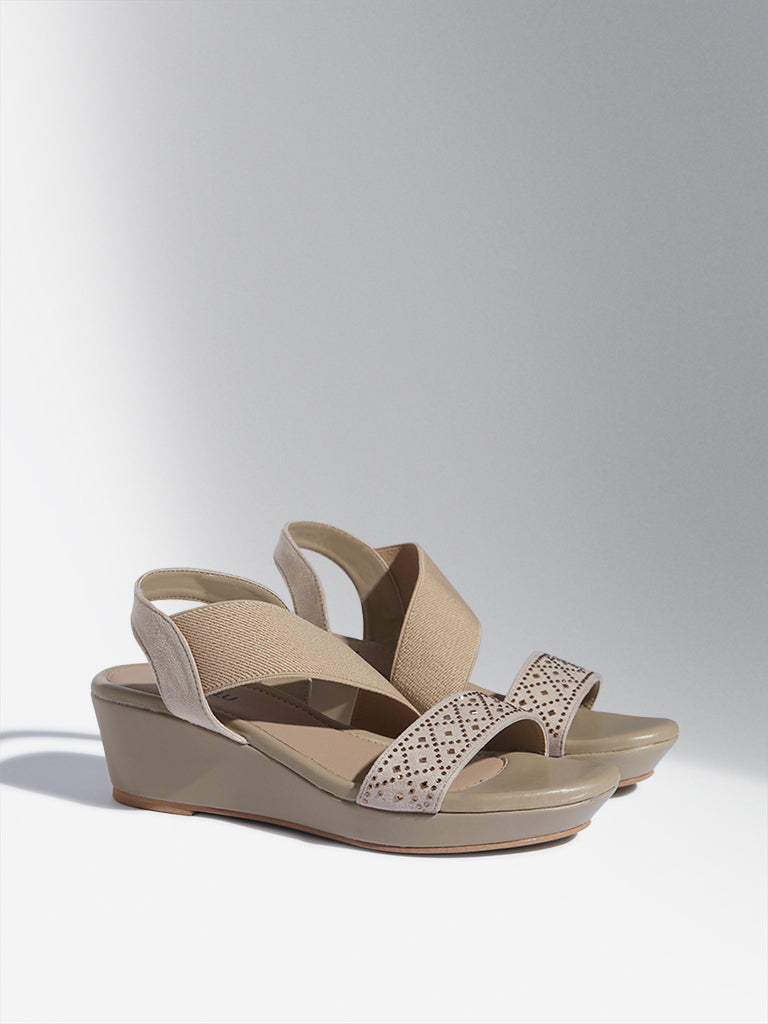 Buy LUNA BLU Beige Slingback Wedge Heel Sandals from Westside