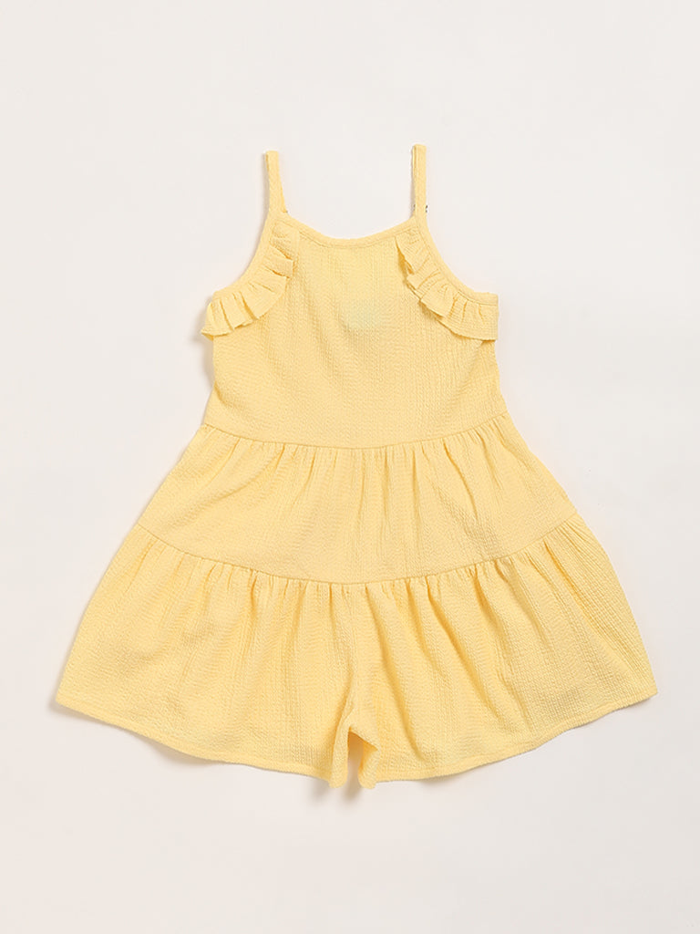 Buy HOP Kids Yellow Self Patterned Dress from Westside