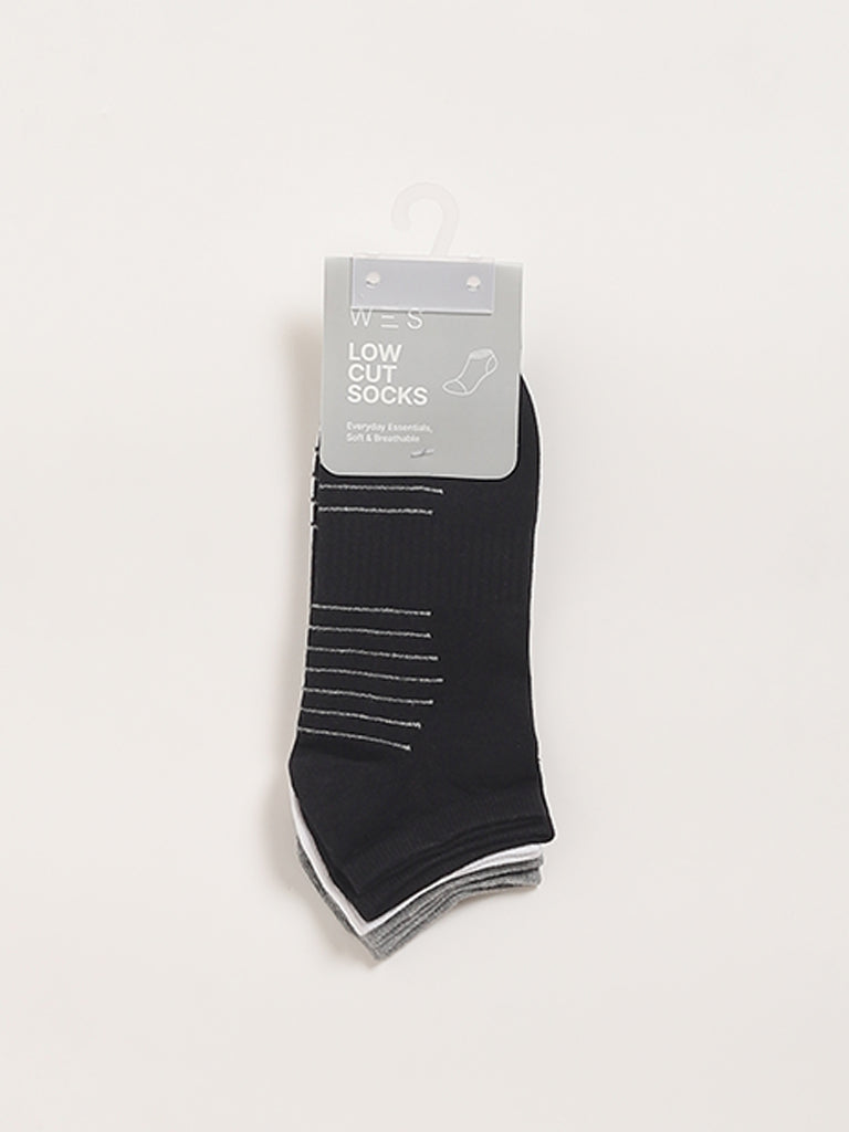 Westside WES Lounge Men's Multicolour Low Cut Cotton-Blend Socks - Pack of 3 for Casual Wear Pack View