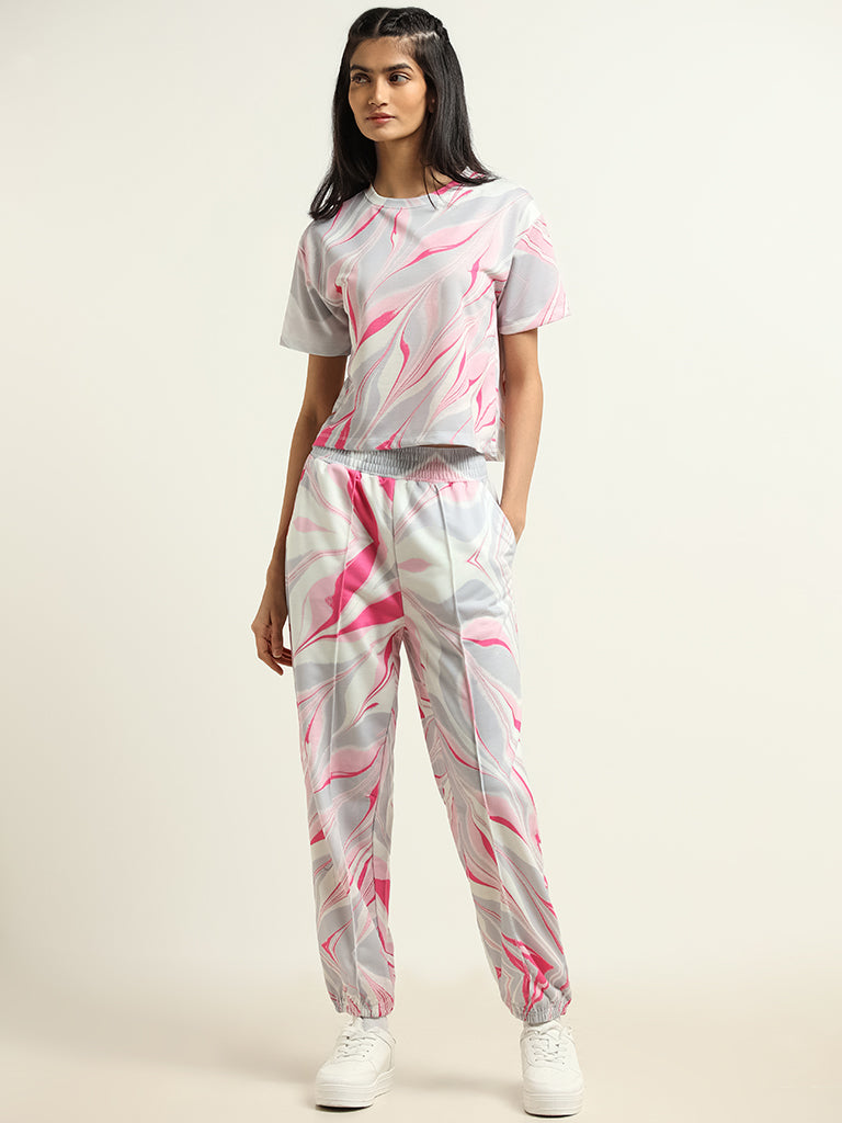 Buy Nuon Pink Abstract Printed Crop Top from Westside