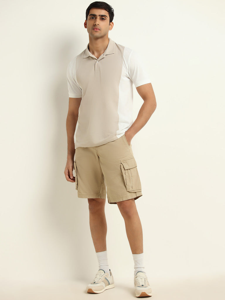 Buy WES Casuals Beige Relaxed Fit Cargo Shorts from Westside