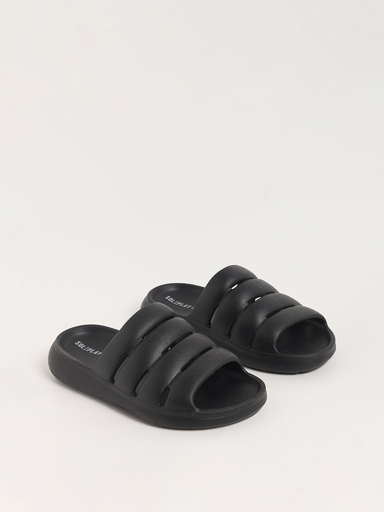 Buy SOLEPLAY Black Multi Strap Slides from Westside