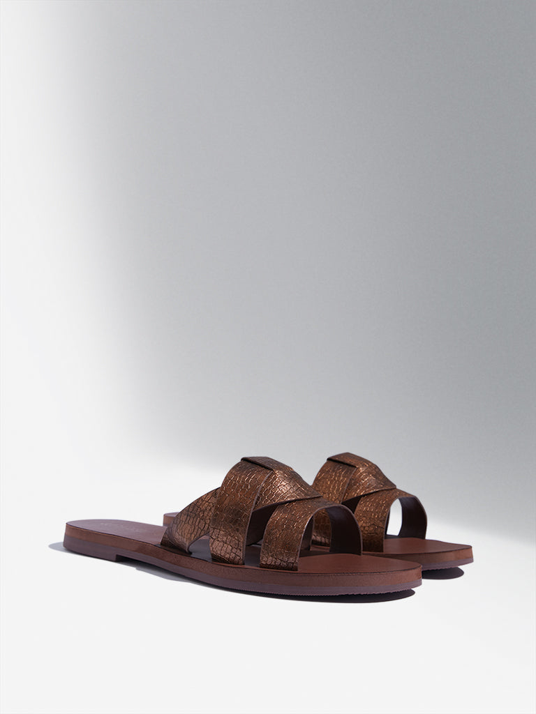 Cross strap slide discount sandals