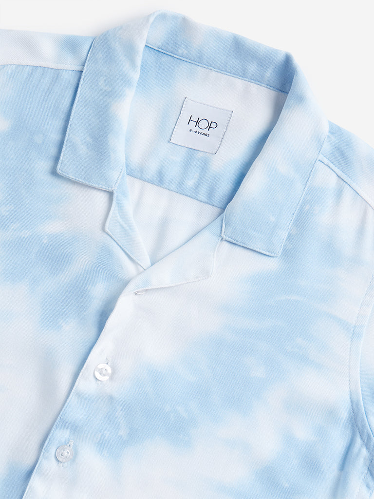 Westside HOP Kids Blue Tie-Dye Printed Shirt for Casual Wear Zoomed View