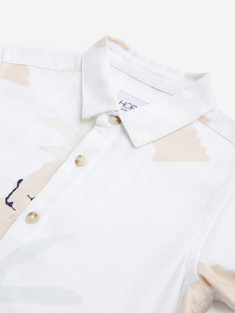 Westside HOP Kids Off-White Tropical Printed Cotton Shirt for Casual Wear Zoomed View