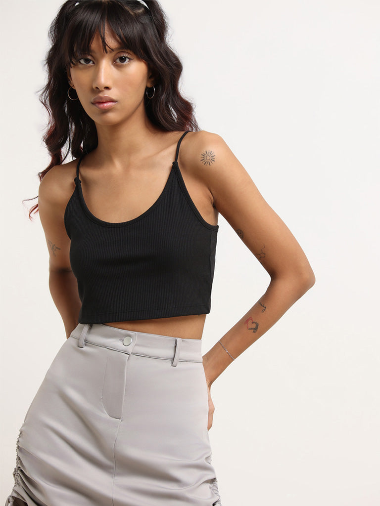 Buy Nuon Black Strappy Crop Top from Westside