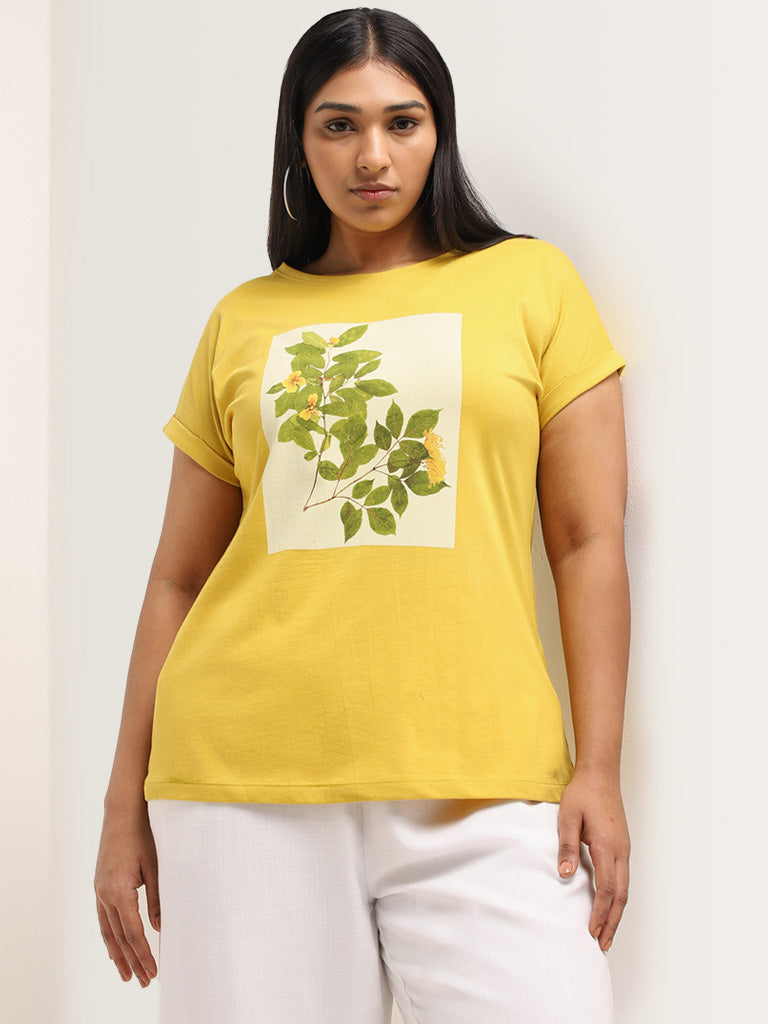 Buy Gia Yellow Printed T-Shirt from Westside