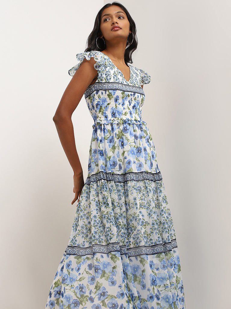 Buy LOV Blue Floral Maxi Dress from Westside