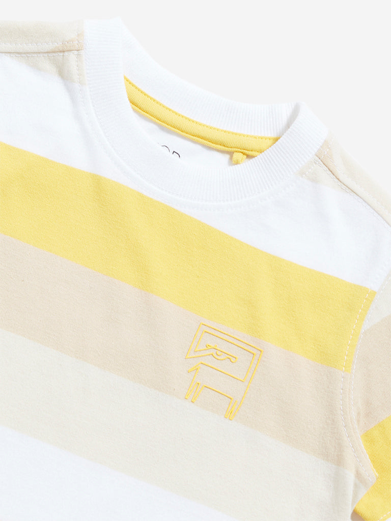 Westside HOP Kids Yellow Colour blocked Cotton T-Shirt for Casual Wear Zoomed View