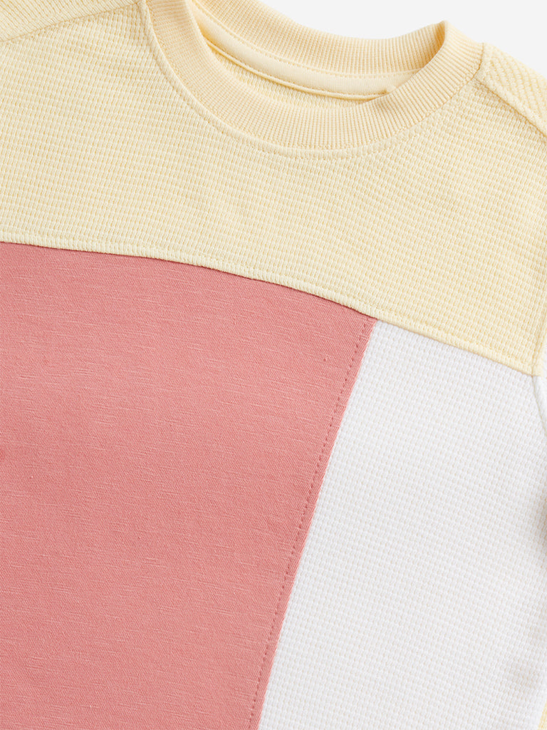 Westside HOP Kids Multicolour Colour blocked Cotton T-Shirt for Casual Wear Zoomed View