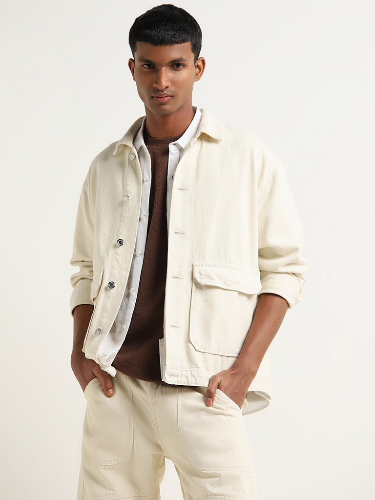 Buy Nuon Off White Relaxed Fit Denim Jacket from Westside