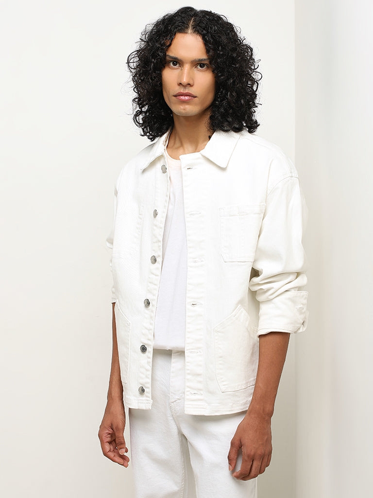 Buy Nuon Off White Relaxed Fit Denim Jacket from Westside