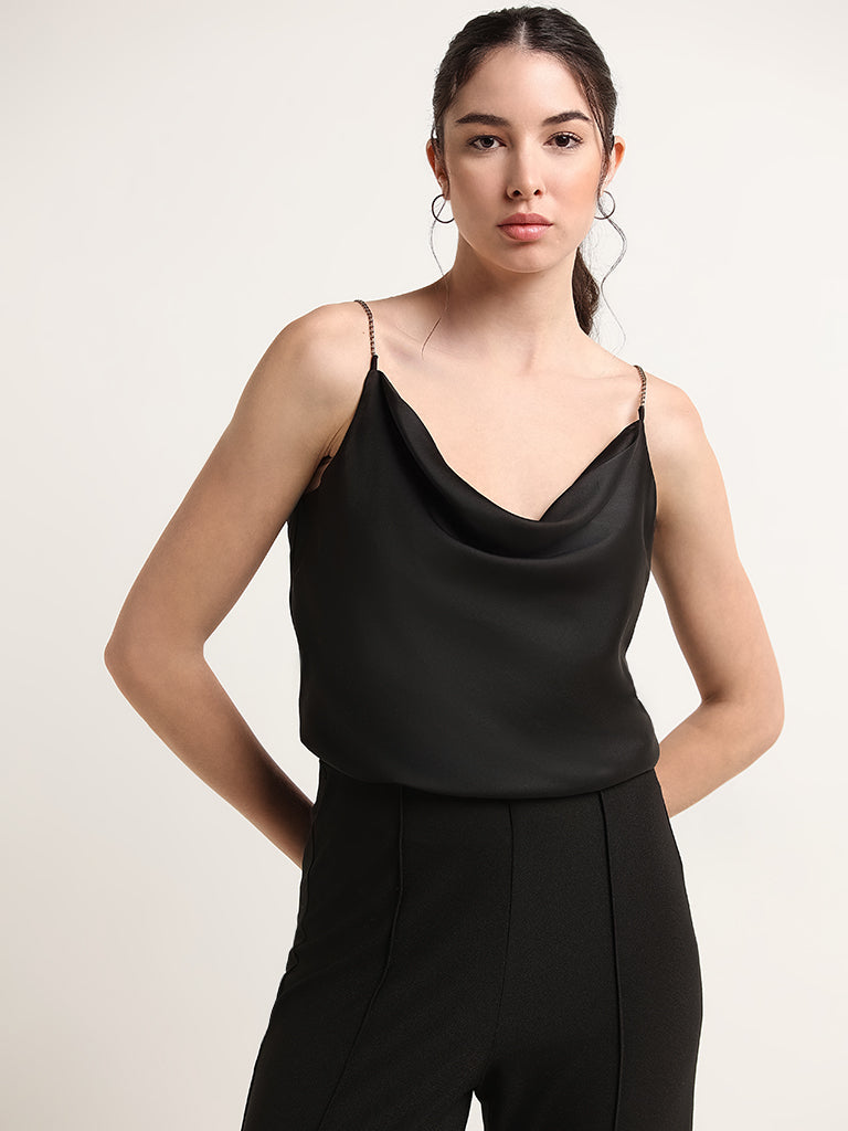 Black cowl neck tank online