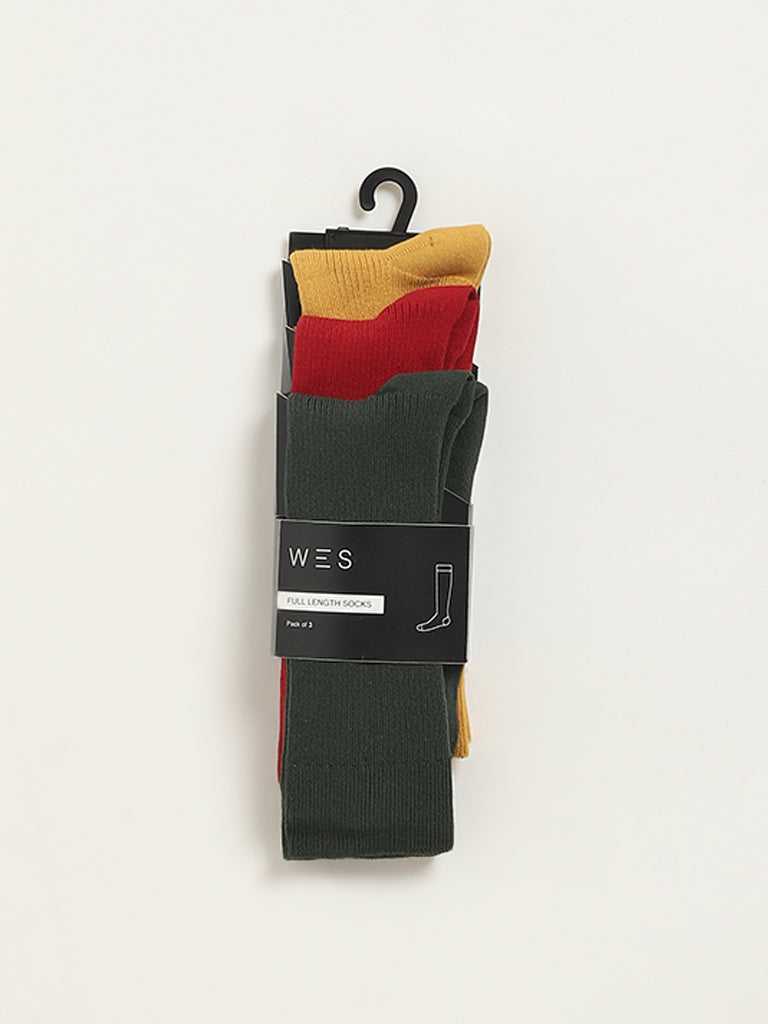 Westside WES Lounge Men's Multicolour Solid Cotton-Blend Full Length Socks - Pack of 3 for Casual Wear Pack View